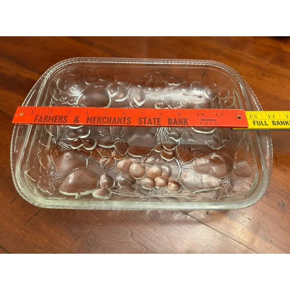 Vtg Libbey Orchard Fruit Clear Glass Baking Dish 13x9 Casserole Lasagna Pan